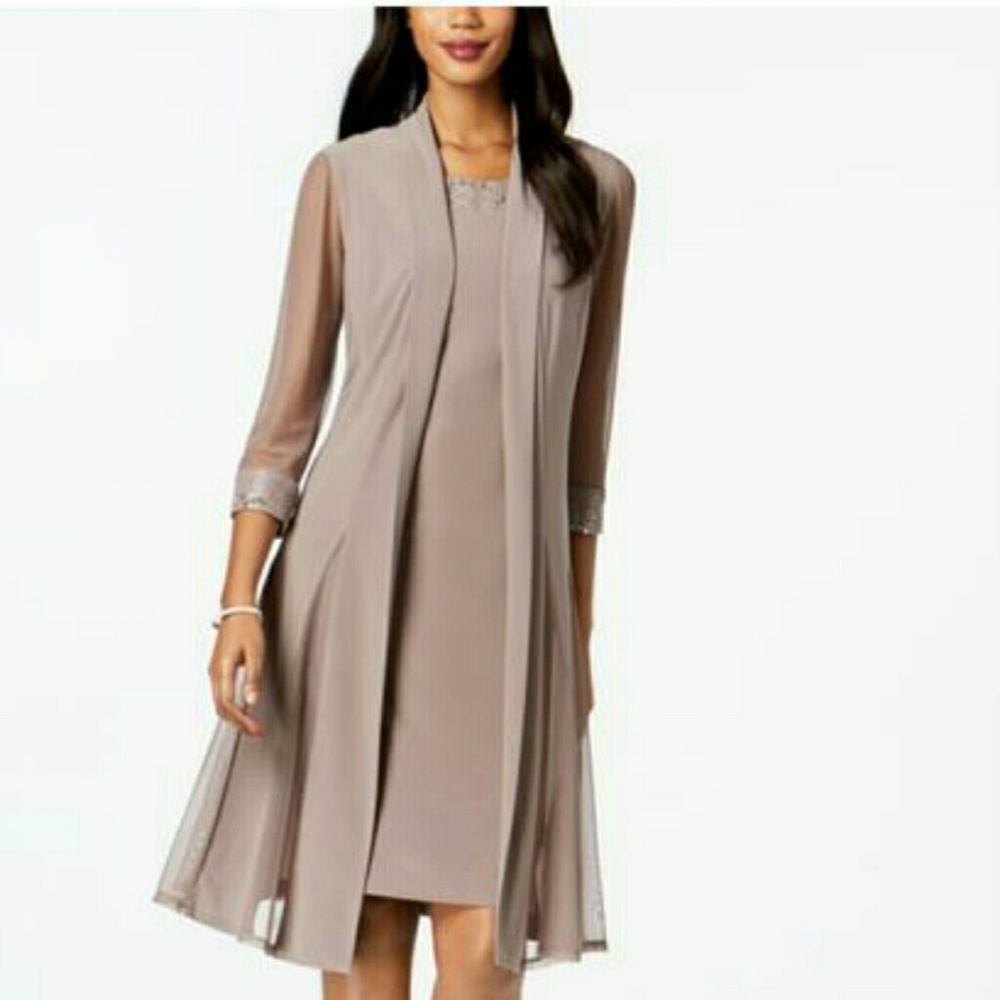 R & M RICHARD'S WOMEN'S DRESS TAUPE COLOR